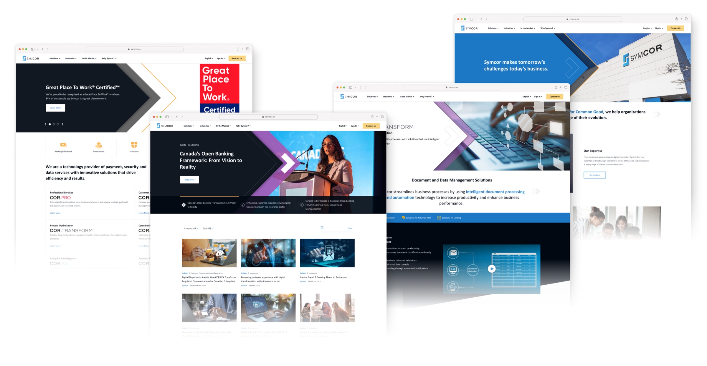 Screenshots of Symcor’s previous website